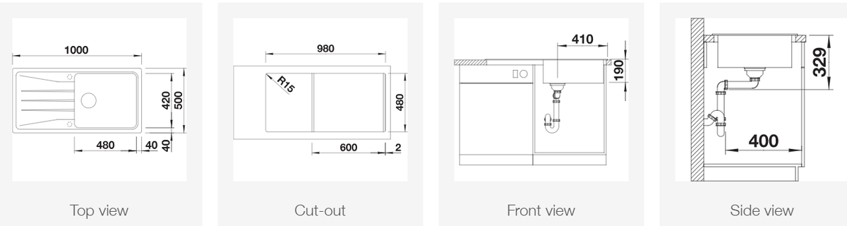 Silgranitinė plautuvė BLANCO SONA XL 6 S SILG PDUR Ruda O.AF