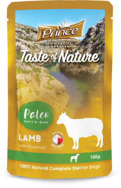 PRINCE Taste of Nature Paleo šlapias ėdalas šunims ėriena/rozmarinai, 150g PRINCE Taste of Nature Paleo šlapias ėdalas šunims ėriena/rozmarinai, 150g