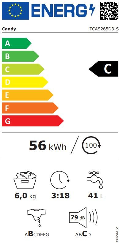 Skalbimo mašina Candy TCAS265D3-S