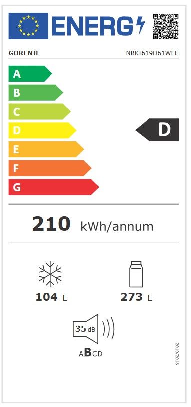 Įmontuojamas šaldytuvas GORENJE G600, NRKI619D61WFE Įmontuojamas šaldytuvas GORENJE G600, NRKI619D61WFE
