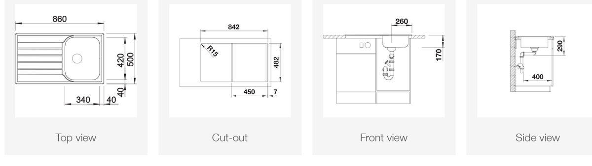 Plieninė plautuvė BLANCO LIVIT 45 S SALTO 18/10 BRUSHED O.AF