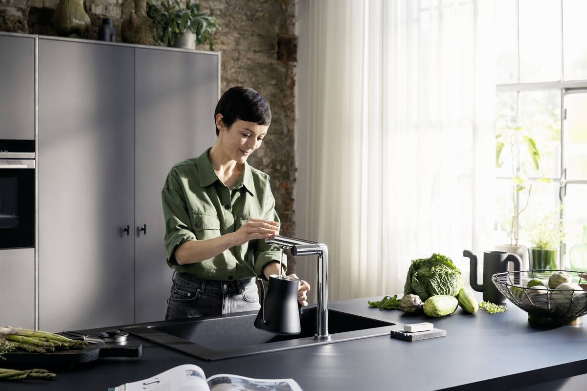 Hansgrohe Aqittura M91 SodaSystem 240 1jet virtuvinis maišytuvas filtruotam ir gazuotam vandeniui, Chromas, 76837000