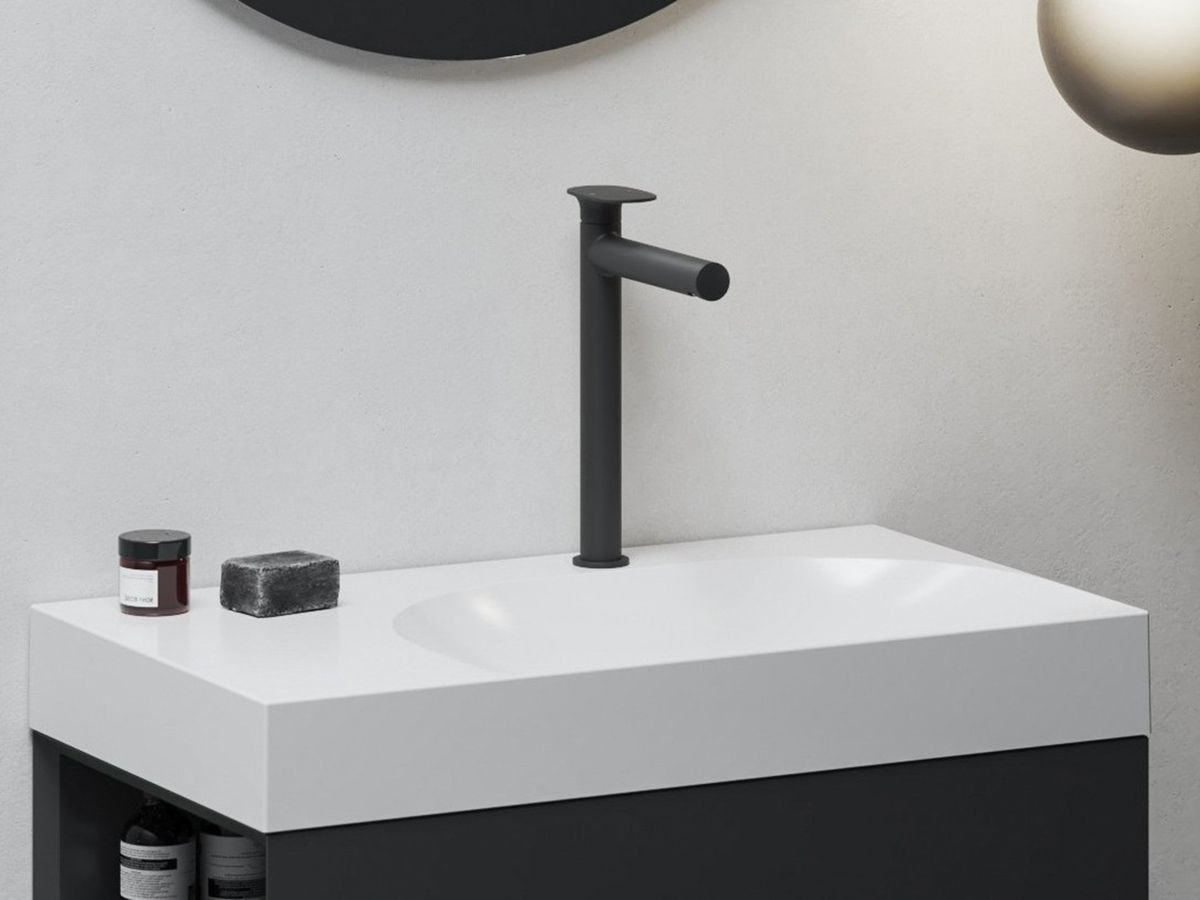 Praustuvo maišytuvas 315 mm be dugno vožtuvo, Ravak SG 015.20BLM, matinės juodos, X070544