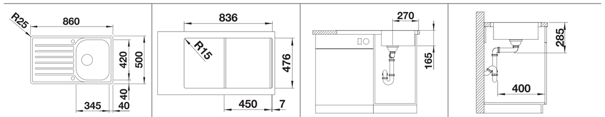 Plieninė plautuvė BLANCO LANTOS 45 S-IF SALTO Brushed M.AF