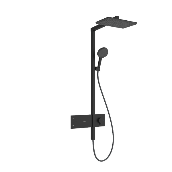 Dušo sistema HANSGROHE Raindance Alive Q 1jet su termostatu, matinė juoda, 24580670