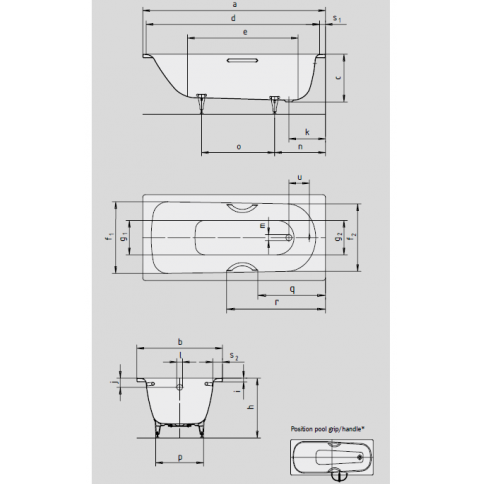 Plieninė vonia Kaldewei Saniform Plus 150x70 cm su EasyClean danga, balta, 111600013001