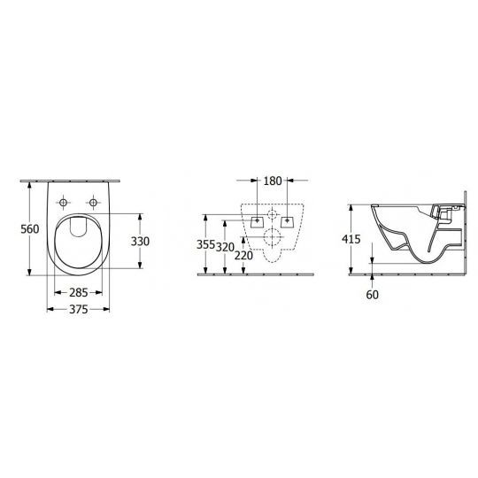 Pakabinamas klozetas Villeroy & Boch Subway 2.0 Direct Flush be dangčio, grafito, 5614R0I4