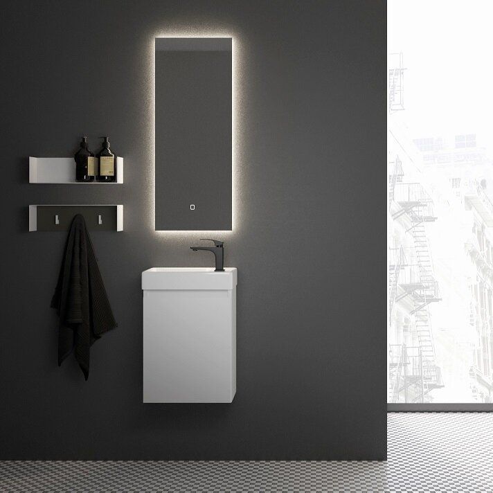 Spintelė po praustuvu Kame MINI, durelių vyriai kairėje, balta BU/40x22-L/D02-MN
