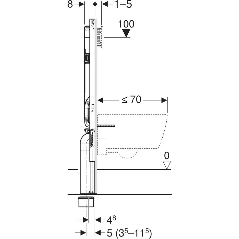 Potinkinis rėmas unitazui Geberit Duofix 112cm, storis 8cm Potinkinis rėmas unitazui Geberit Duofix 112cm, storis 8cm