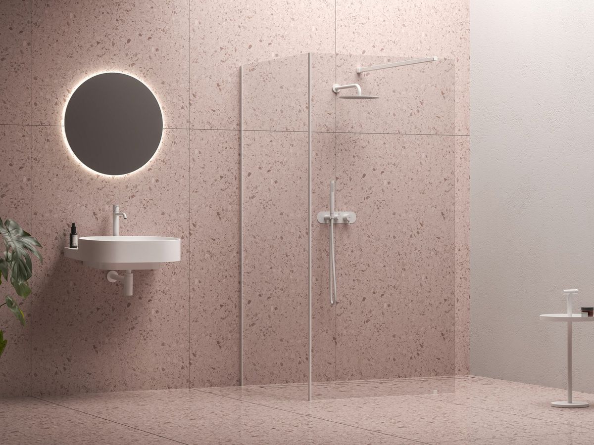 Dušo sienelė Ravak Walk-In Corner Set 120x80, balta matinė+stiklas Transparent, GW1CG4E0SZ1