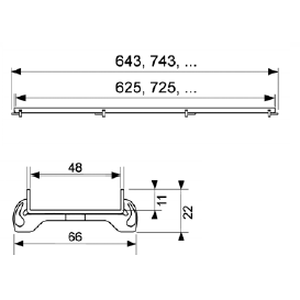 Dušo latako grotelės Tece Plate įklijuojamai plytelei 70 - 150 cm, 601570