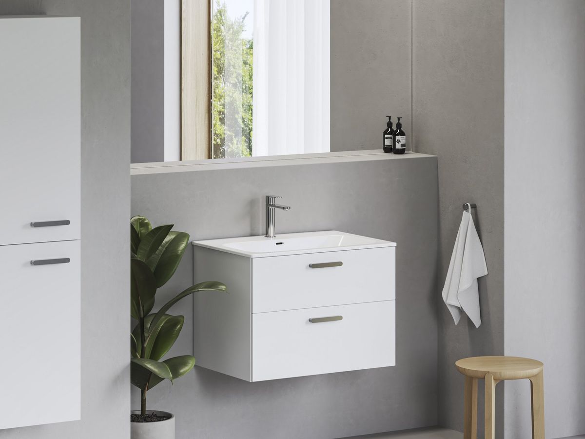 Keraminis praustuvas Ravak Chrome Slim 70, su skyle maišytuvui ir perpildymui, baltas, XJX01170002