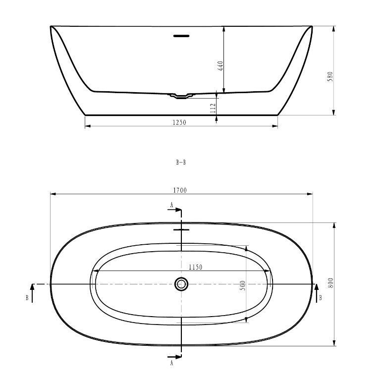 Laisvai pastatoma vonia Riho Alpha 170x80 cm su sifonu Laisvai pastatoma vonia Riho Alpha 170x80 cm su sifonu