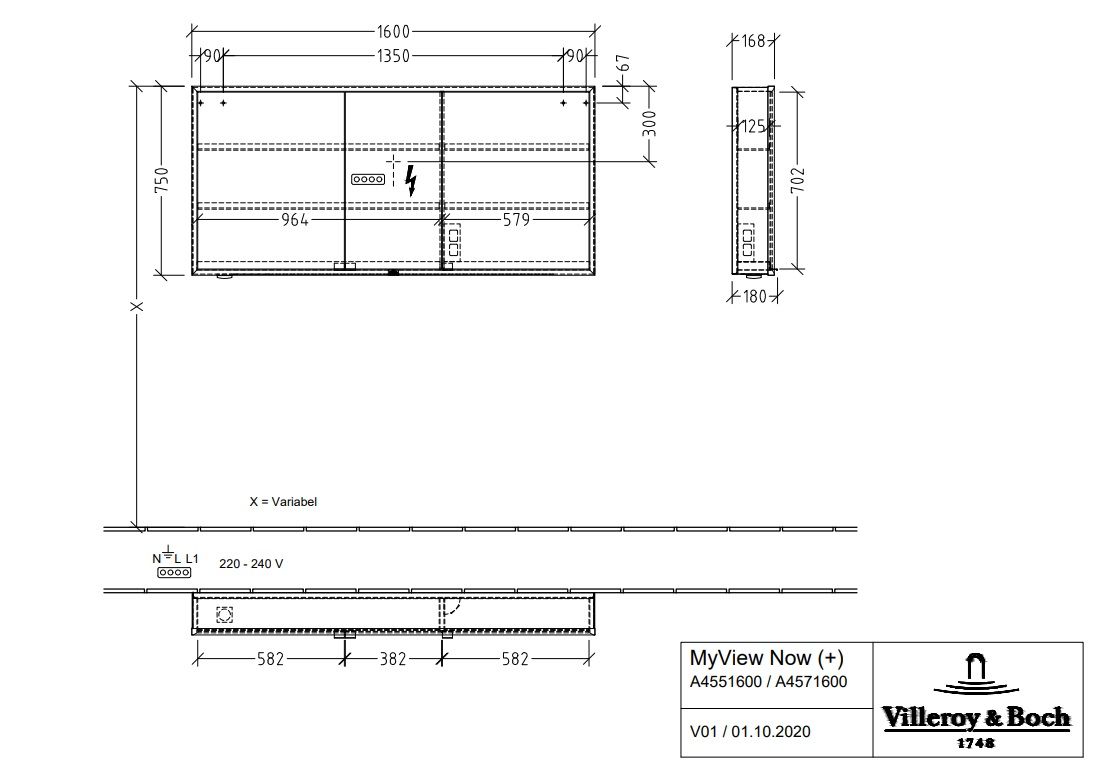 Veidrodinė spintelė Villeroy & Boch My View Now 160 cm, A4551600