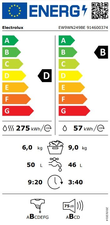 Skalbyklė-Džiovyklė ELECTROLUX EW9WN249BE