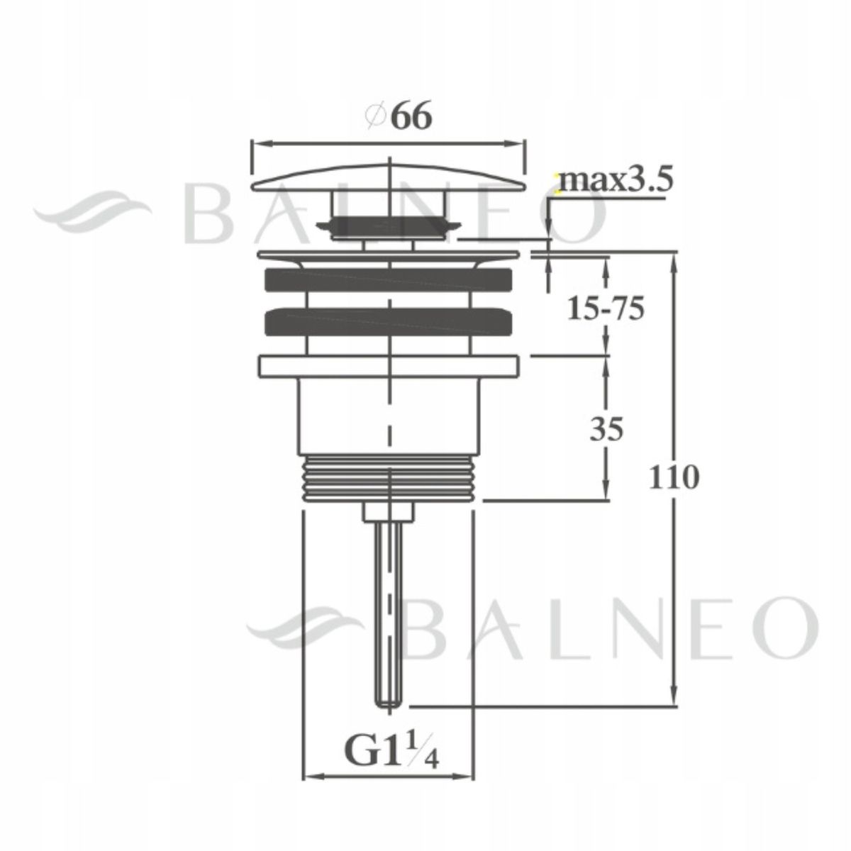 Dugno vožtuvas Balneo Click Clack D, keraminis baltas, E0101050305-1