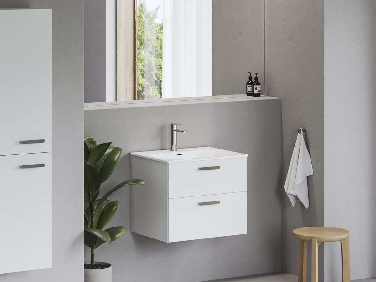 Keraminis praustuvas Ravak Chrome Slim 60, su skyle maišytuvui ir perpildymui, baltas, XJX01160008