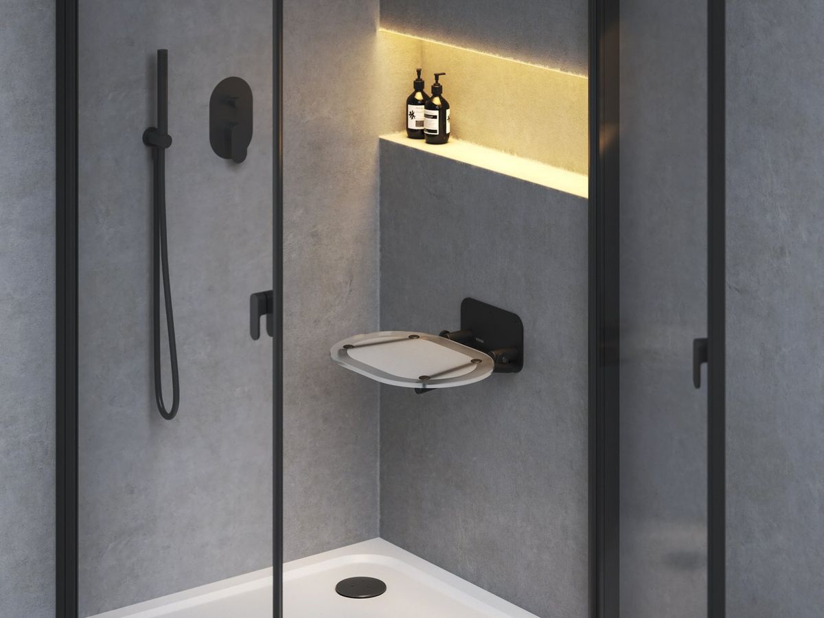 Ravak Dušo sėdynė Chrome, clear/juoda, B8F0000065 Ravak Dušo sėdynė Chrome, clear/juoda, B8F0000065