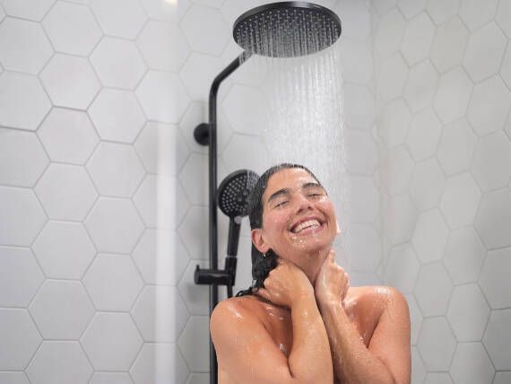 Dušo sistema Hansgrohe RAINDANCE SELECT S 240 su termostatu, Brushed Black Chrome, 27633340