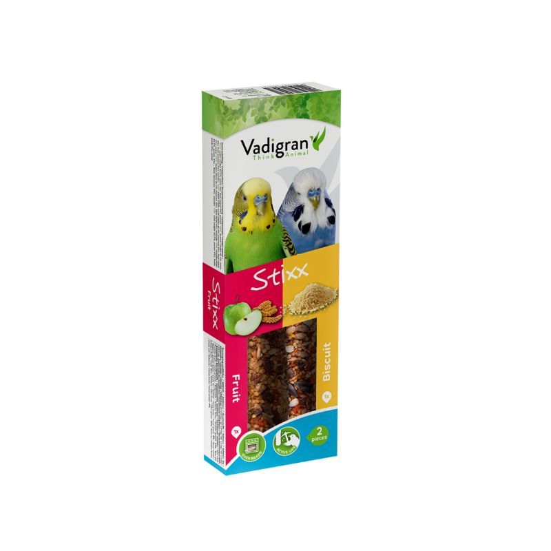 VADIGRAN Stixx Fruit-Biscuit papūgom 2 skoniai 90g (10), 18447
