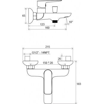 Vonios/dušo maišytuvas Ravak Classic 150 mm, chromas X070083