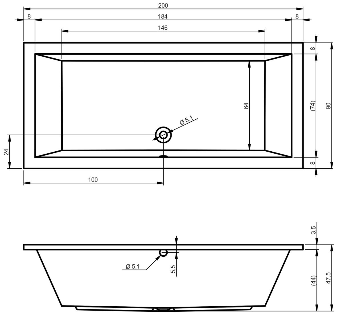 Akrilinė vonia Riho Lusso 200x90 cm, balta, B016001005