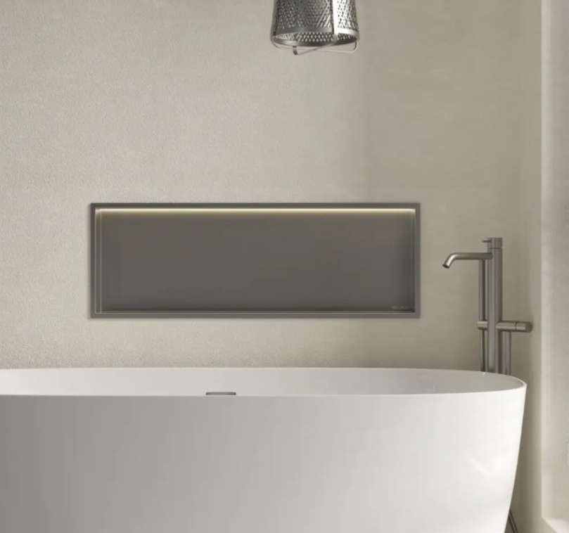 Įleidžiama sieninė lentyna Balneo Wall Box LED juodo metalo sp., 30x90x10 cm, B0101080109-3