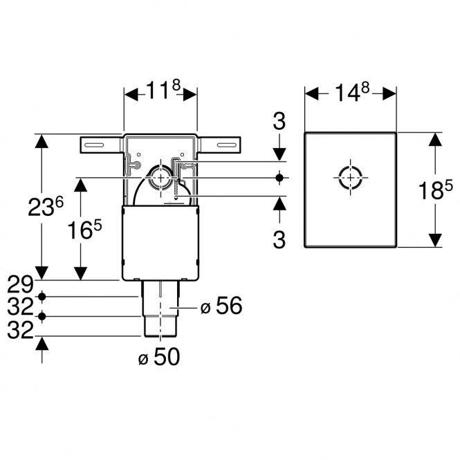 Potinkinis praustuvo sifonas su sienine dėžute ir montavimo dalių rinkiniu, chromuotas, 151120211