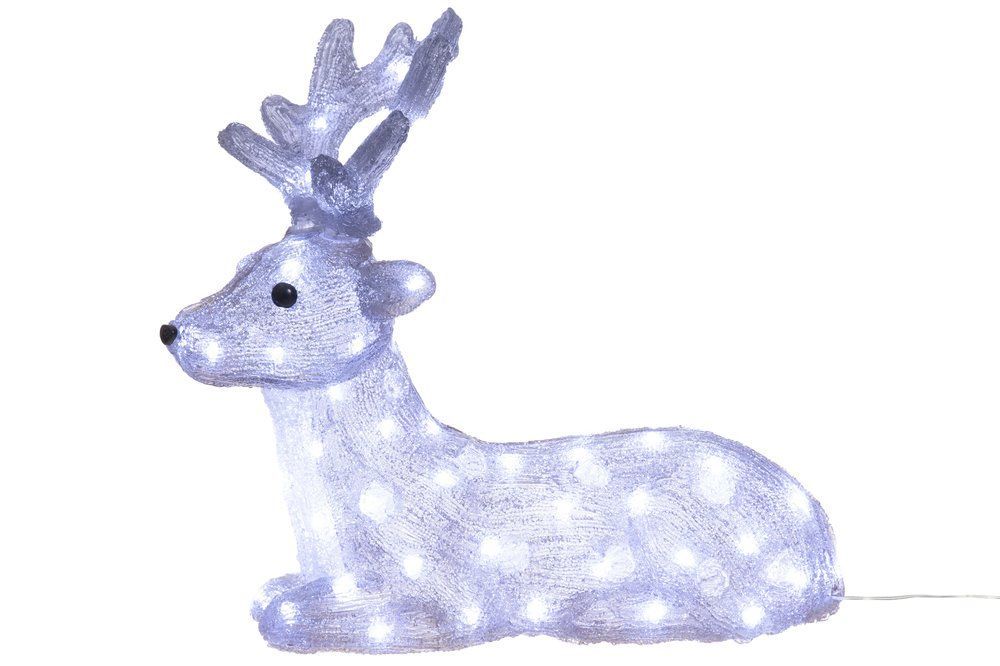 Šviečianti dekoracija Finnlumor Acrylic Deer 80 LED, balta, 46,5 cm, 6410416081564