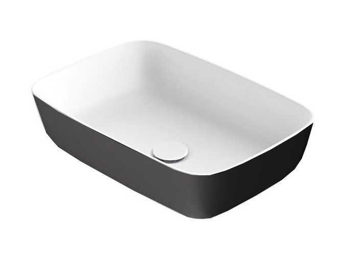 Pastatomas Xonyx™ lieto akmens praustuvas Balteco NEO R 54x38x14 cm, juodai dažyta išore