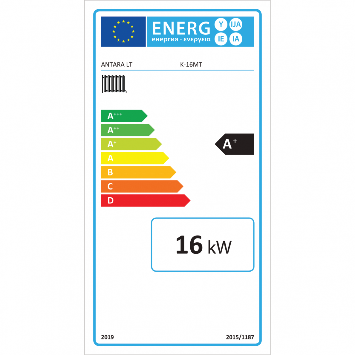 Kieto kuro katilas Antara K-16 MT K, 16 kW, durelių vyriai kairėje