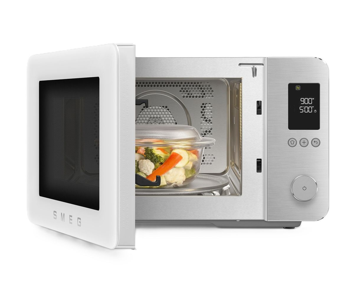 SMEG mikrobangų krosnelė, MOC02WHMEU, su grilium, karštu oru ir Air fry funkcija