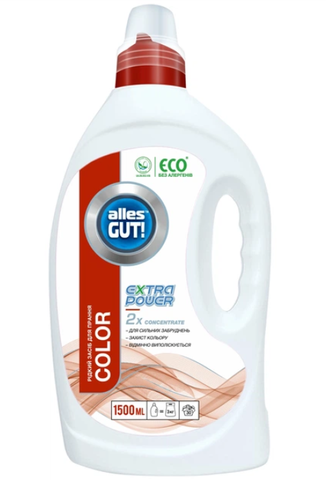 Extra Power Eco efektyvus skalbimo gelis AllesGUT spalvotiems drabužiams, 1,5L., 0455