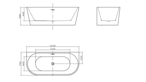 Vonia Braider RESTIA CLAS glaudžiama prie sienos 1700*750 mm