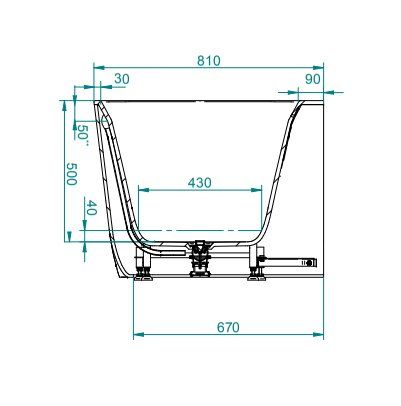 Akmens nasės vonia Balteco COMO WALL 170x81x63cm poliruota