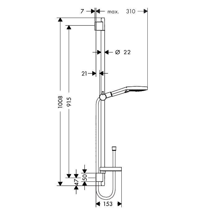 Dušo komplektas Hansgrohe RAINDANCE SELECT S 120 Unica'S Puro 90cm, chromas 26631000