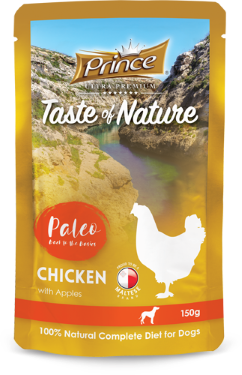 PRINCE Taste of Nature Paleo šlapias ėdalas šunims vištiena/obuoliai, 150g PRINCE Taste of Nature Paleo šlapias ėdalas šunims vištiena/obuoliai, 150g