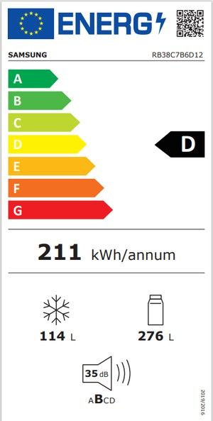 Šaldytuvas Samsung RB38C7B6D12/EF Šaldytuvas Samsung RB38C7B6D12/EF