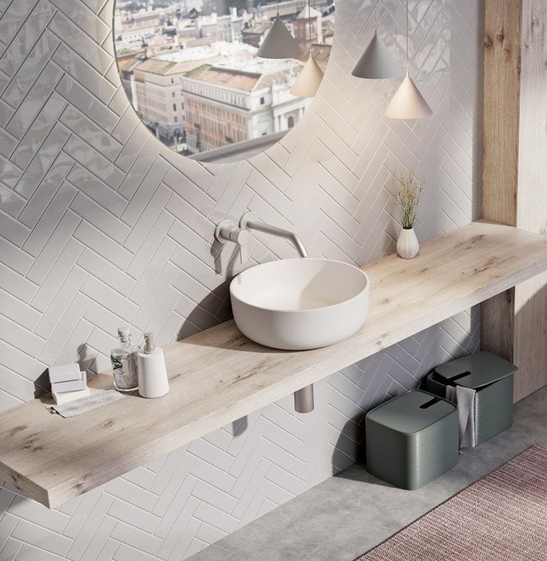 Pastatomas Xonyx™ lieto akmens praustuvas Balteco NEO C ø 41 cm, baltas matinis