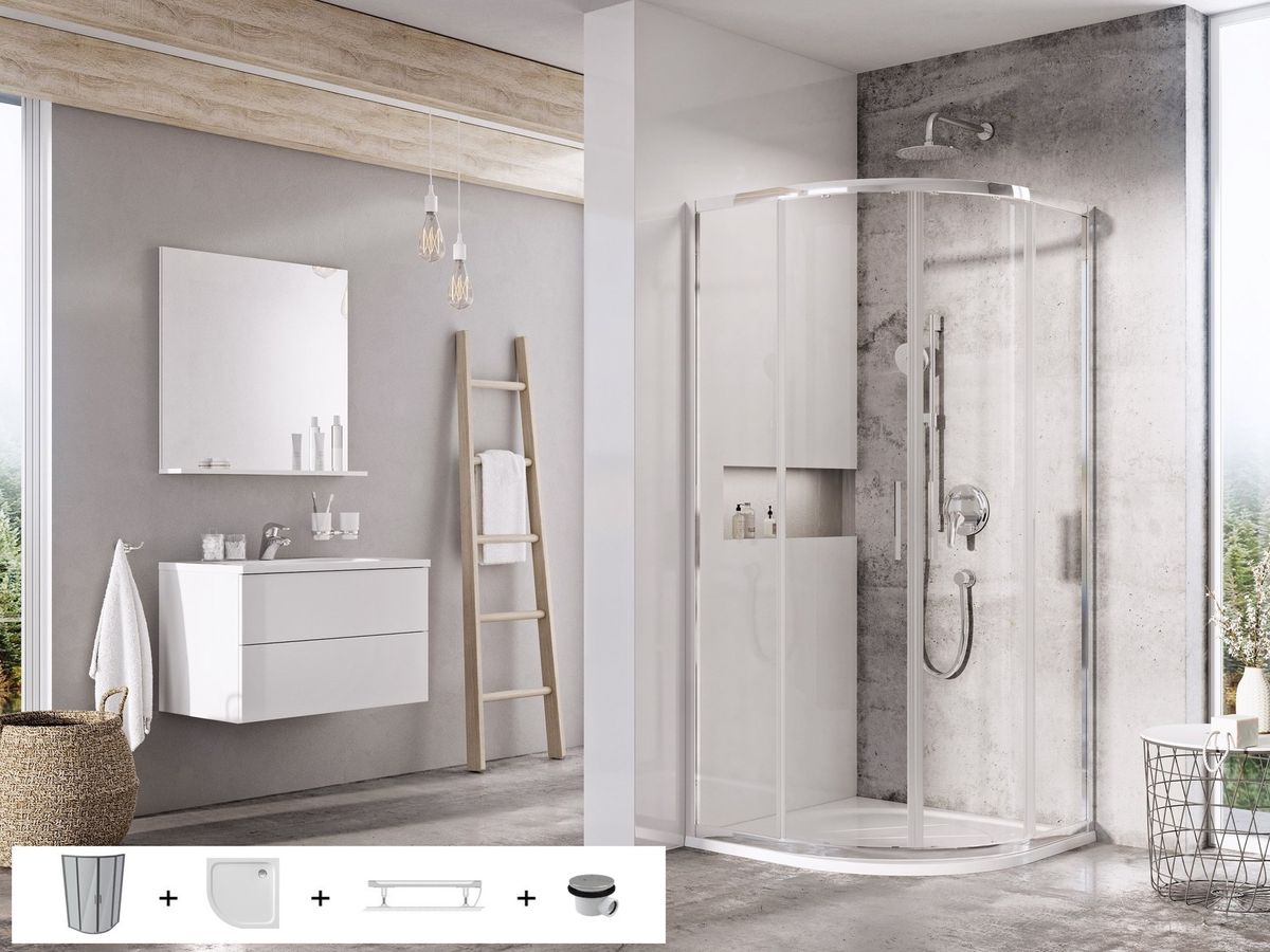Dušo kabinos komplektas Ravak SET3 - BLSCP4 80x80, blizgi+stiklas Transparent