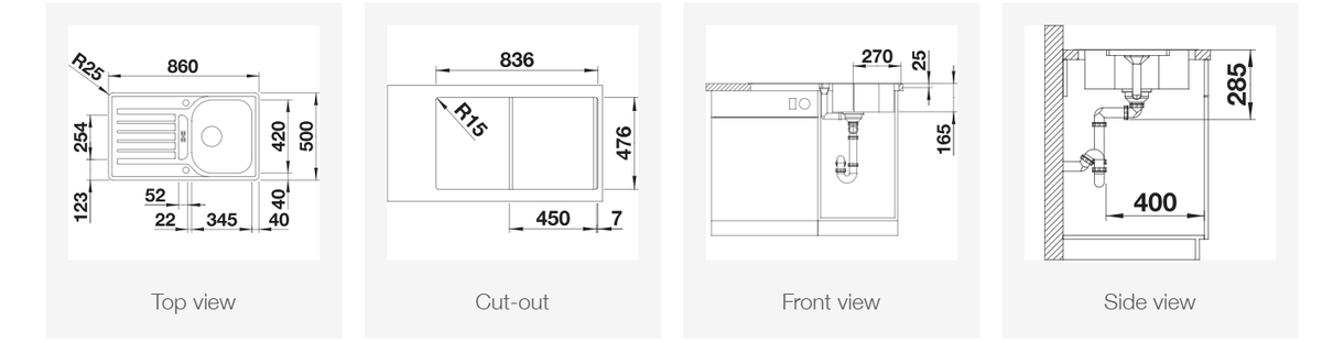 Plieninė plautuvė BLANCO LANTOS 45 S-IF brushed M.AF