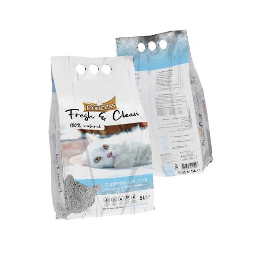 PRINCESS Fresh & Clean – kraikas katėms iš baltojo molio, pudros kvapo, 5l