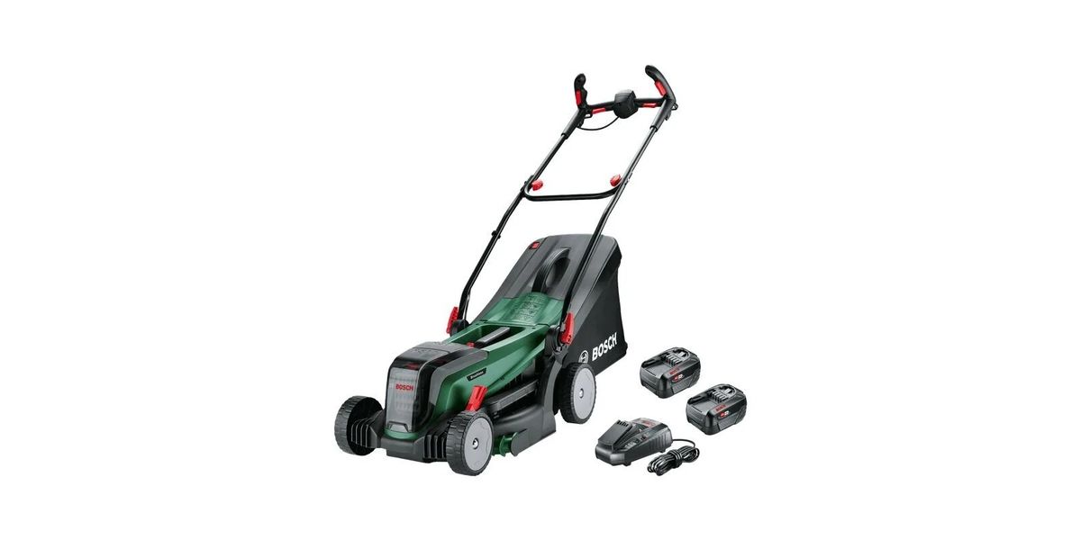 Akumuliatorinė vejapjovė Bosch 06008B9E00 UniversalRotak 2x18V-37 Akumuliatorinė vejapjovė Bosch 06008B9E00 UniversalRotak 2x18V-37