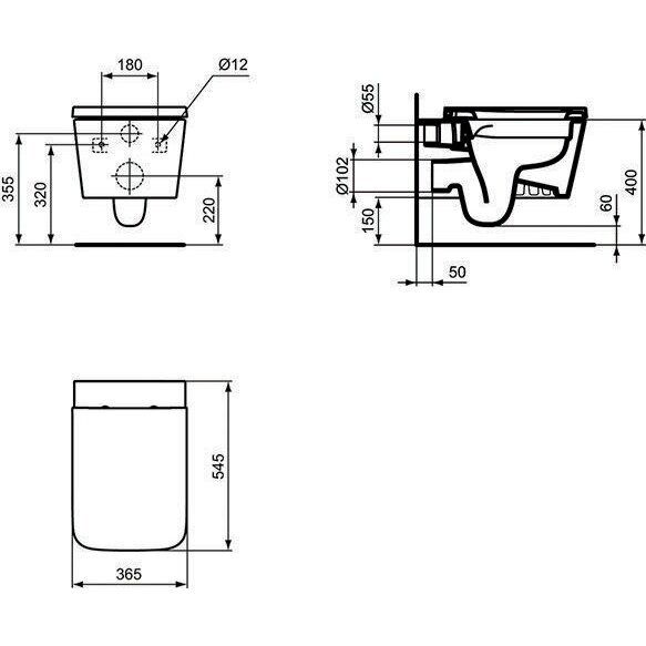 Pakabinamas klozetas Ideal Standard Blend Cube su softclose dangčiu baltas T520701