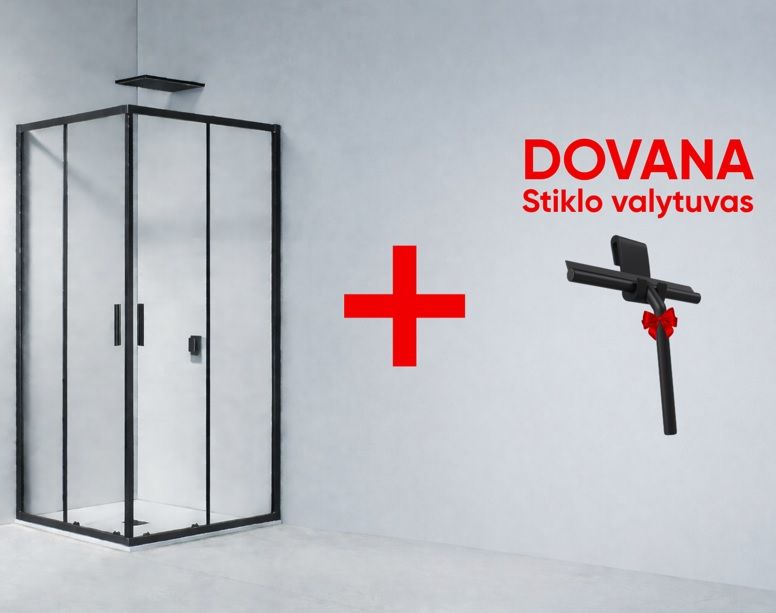 Keturkampė dušo kabina RIHO Hamar 2.0 207 90x90x200 cm, juodas profilis / skaidrus stiklas, G007005121+dovana Keturkampė dušo kabina RIHO Hamar 2.0 207 90x90x200 cm, juodas profilis / skaidrus stiklas, G007005121+dovana