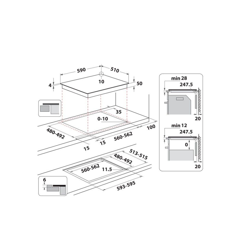 Įmontuojama indukcinė kaitlentė Whirpool WF S7560NE BM Įmontuojama indukcinė kaitlentė Whirpool WF S7560NE BM