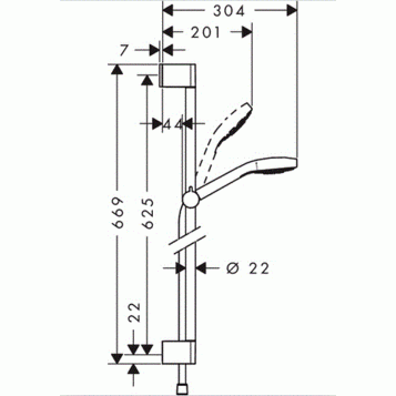 Dušo komplektas Hansgrohe Croma Select E 1jet, baltas/chromas 26584400