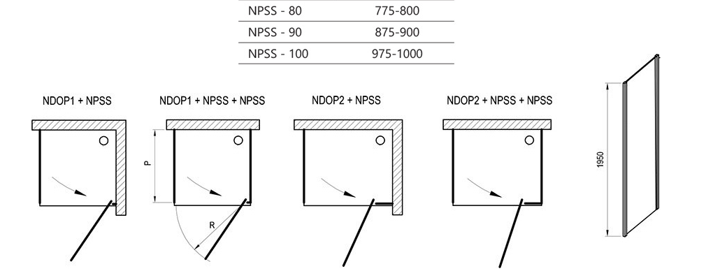 Dušo sienelė stacionari Ravak Nexty NPSS-100, juodas+skaidrus stiklas 90OA0300Z1