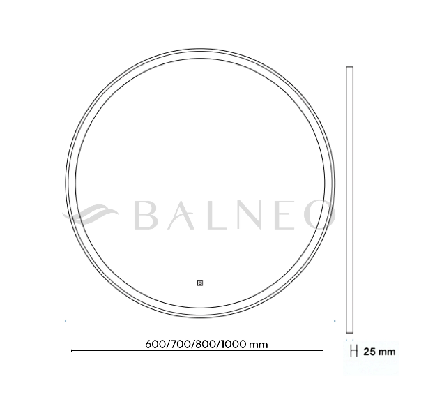 Šviečiantis veidrodis Balneo VENUS 70 cm juodu rėmeliu, L0101010403-2 Šviečiantis veidrodis Balneo VENUS 70 cm juodu rėmeliu, L0101010403-2
