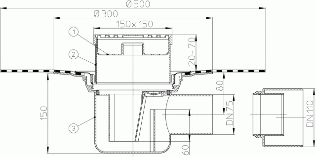 Trapas HL72.1H kaip ir HL72.1HN, tik su plastiko grotelėmis